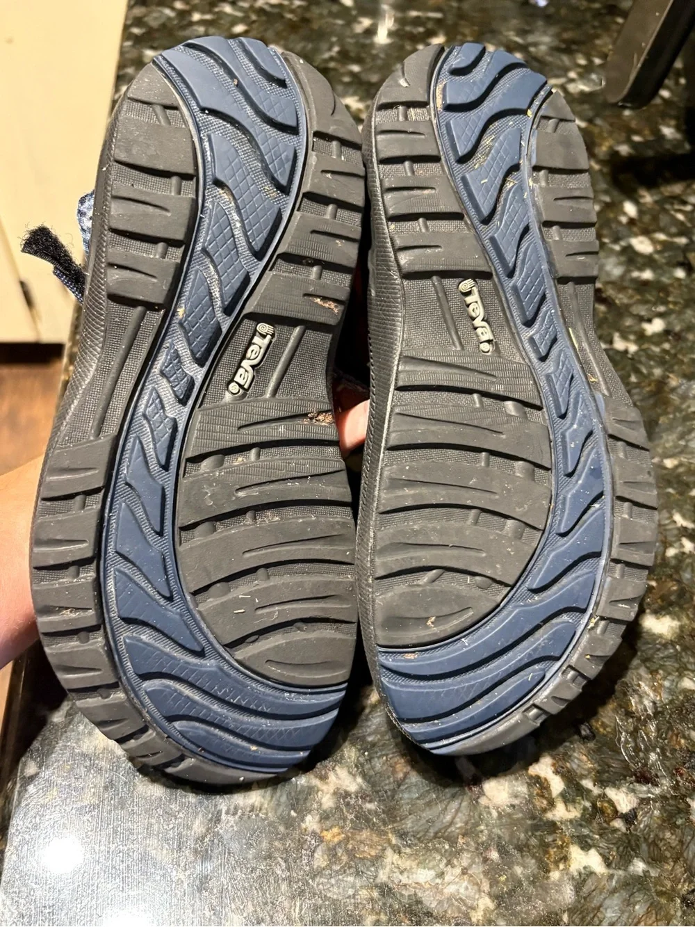 Womens size 5 Tevas Sandals Black & Blue Velcro
